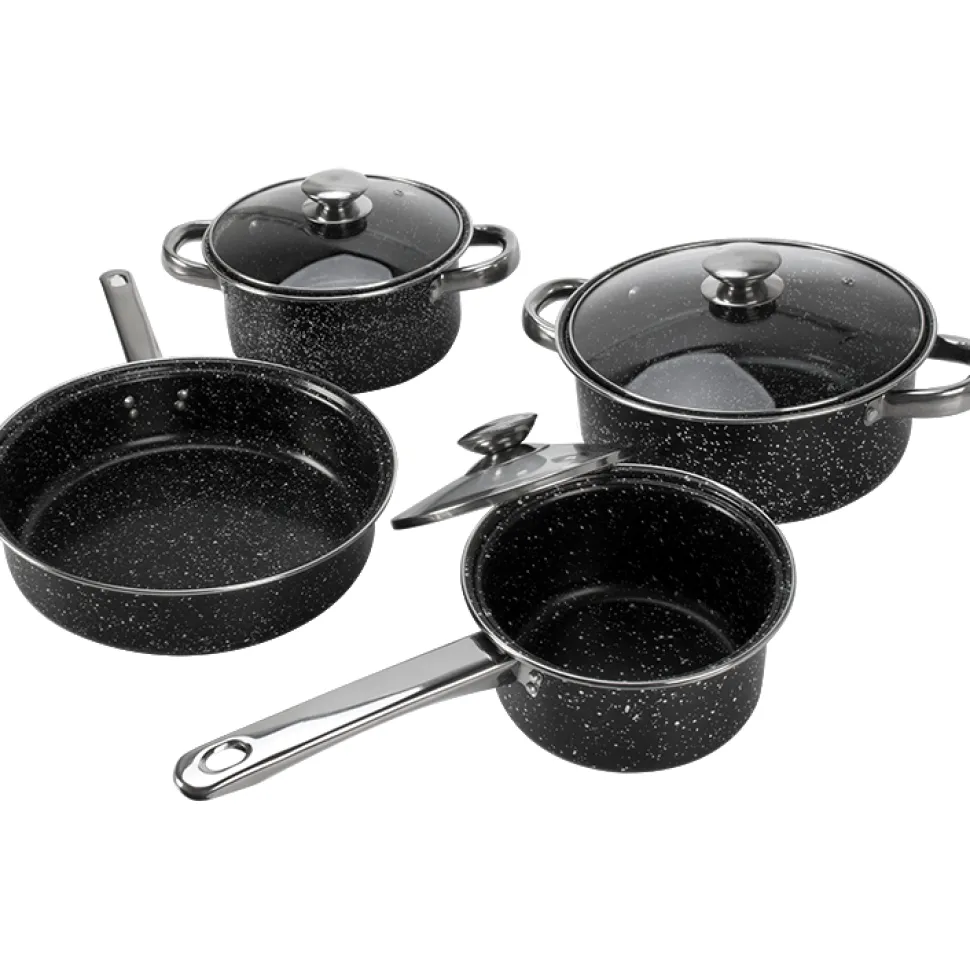 Batteria di Pentole Black Antiaderenti Marmorizzate 7 Pezzi