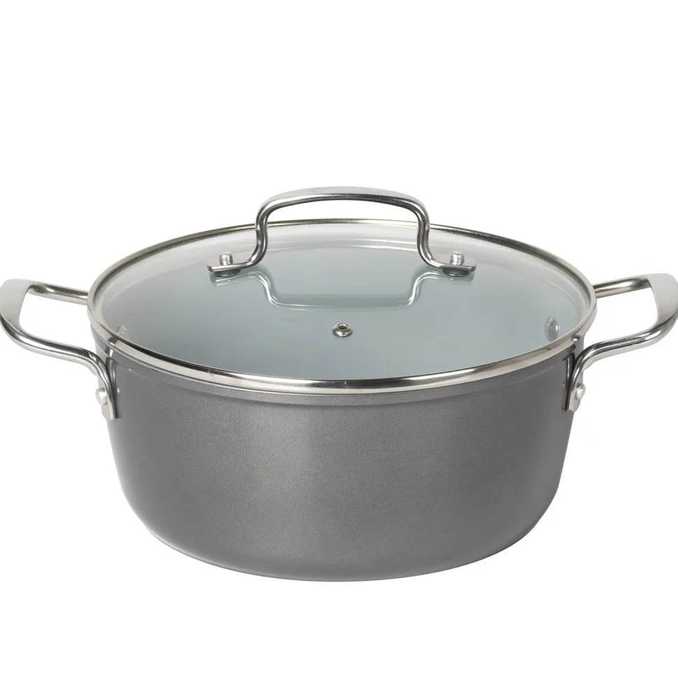 Casseruola in alluminio forgiato con coperchio in vetro Linea Keramì diametro 24 cm