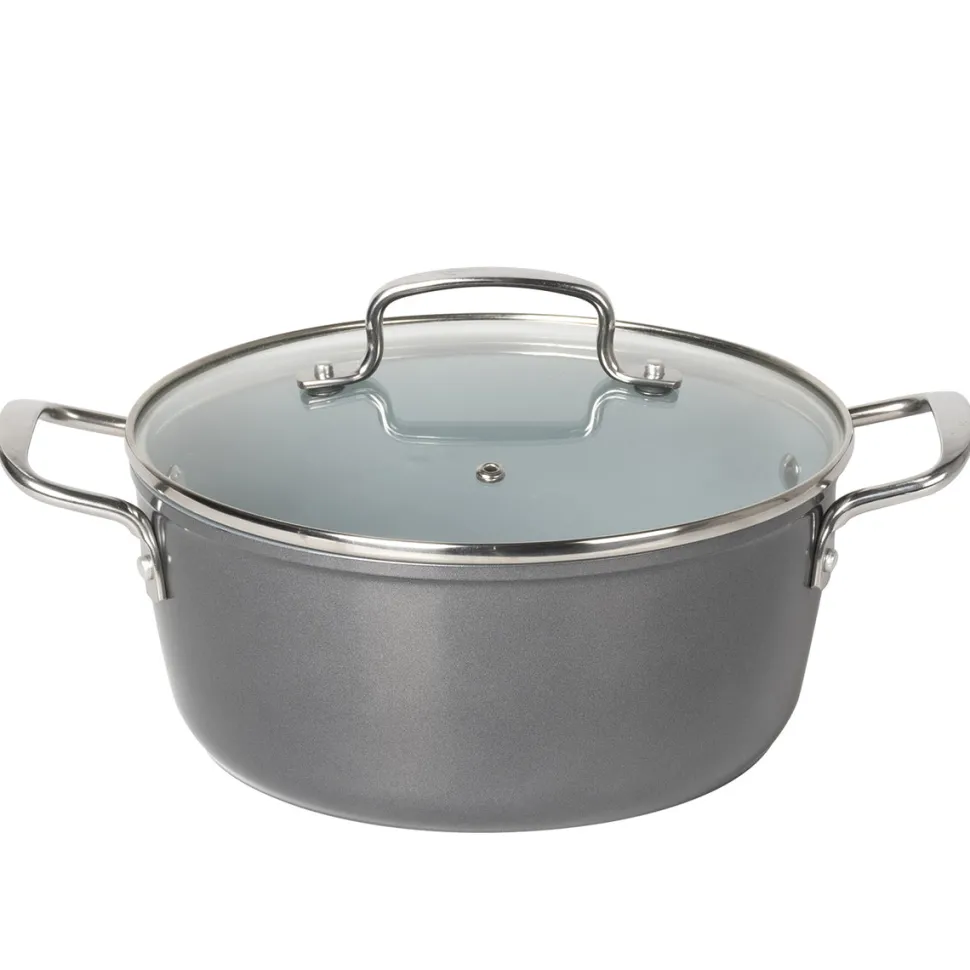 Casseruola in alluminio forgiato con coperchio in vetro Linea Keramì diametro 24 cm