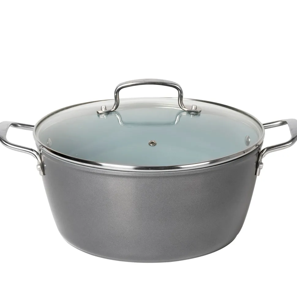Casseruola in alluminio forgiato con coperchio in vetro Linea Keramì diametro 28 cm