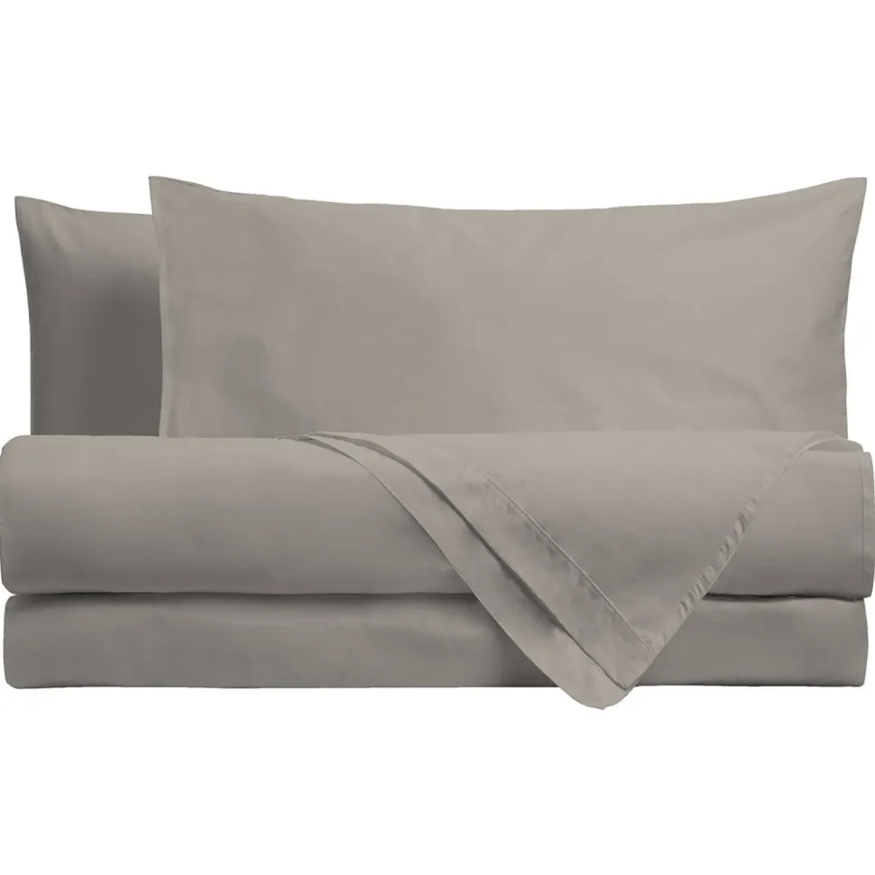 Completo Letto Singolo in Cotone Tinta Unita Tortora 3 pezzi