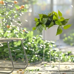 Fioriera da Giardino in Metallo Bianco h40 cm diametro 15 cm