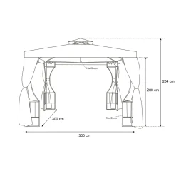 Gazebo da giardino in Acciaio Antracite con Telo in Poliestere Écru e Zanzariera 3x3 metri