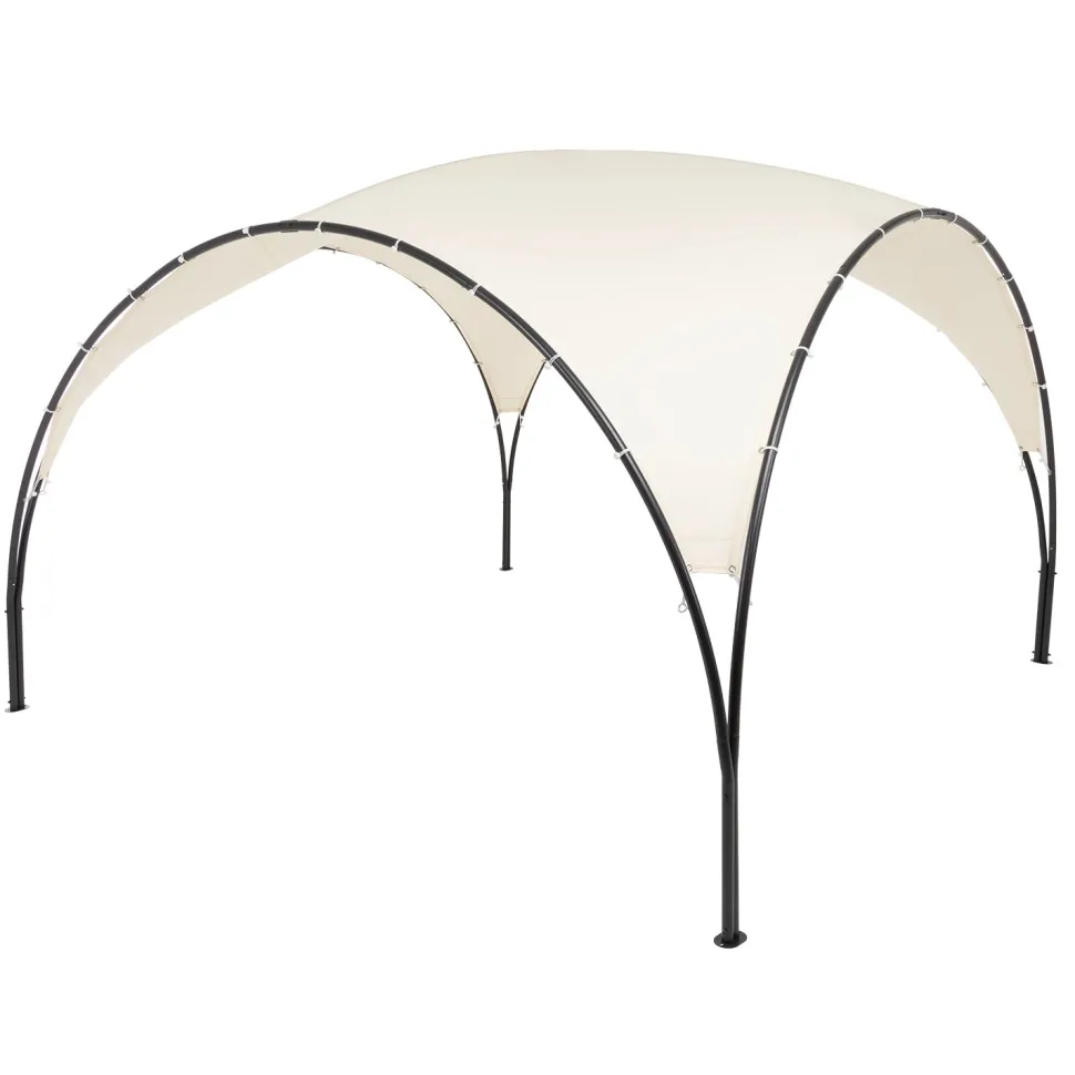 Gazebo da giardino in Acciaio Antracite con Telo in Poliestere Écru 3,8x3,8 metri