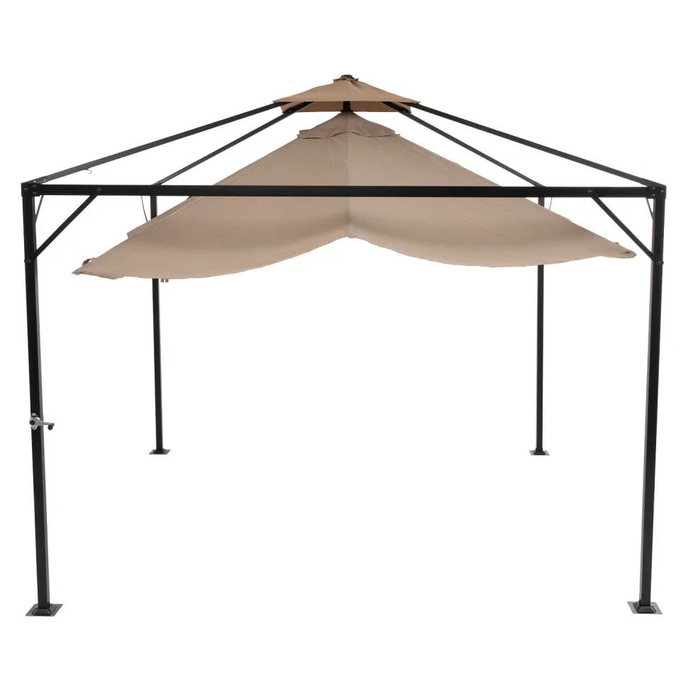 Gazebo da giardino Richiudibile in Acciaio Antracite con Telo in Poliestere Écru 3x3 metri