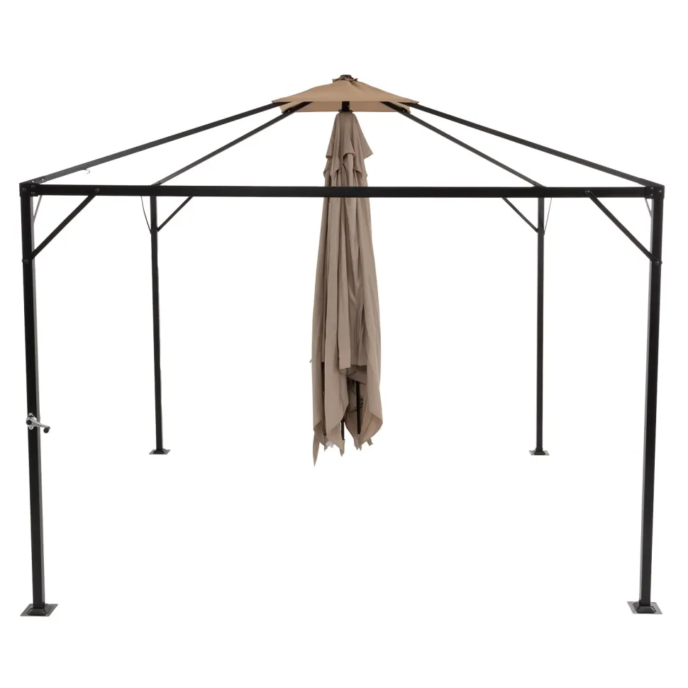 Gazebo da giardino Richiudibile in Acciaio Antracite con Telo in Poliestere Écru 3x3 metri