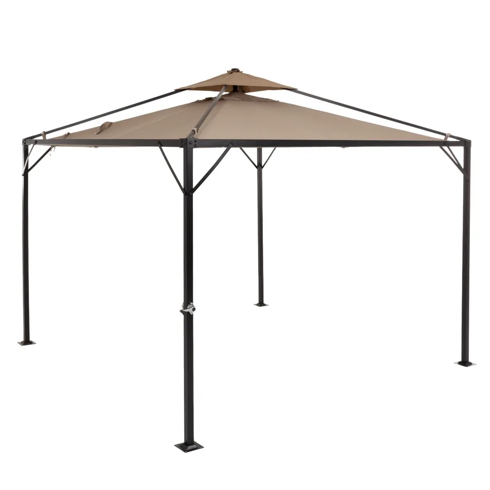 Gazebo da giardino Richiudibile in Acciaio Antracite con Telo in Poliestere Écru 3x3 metri