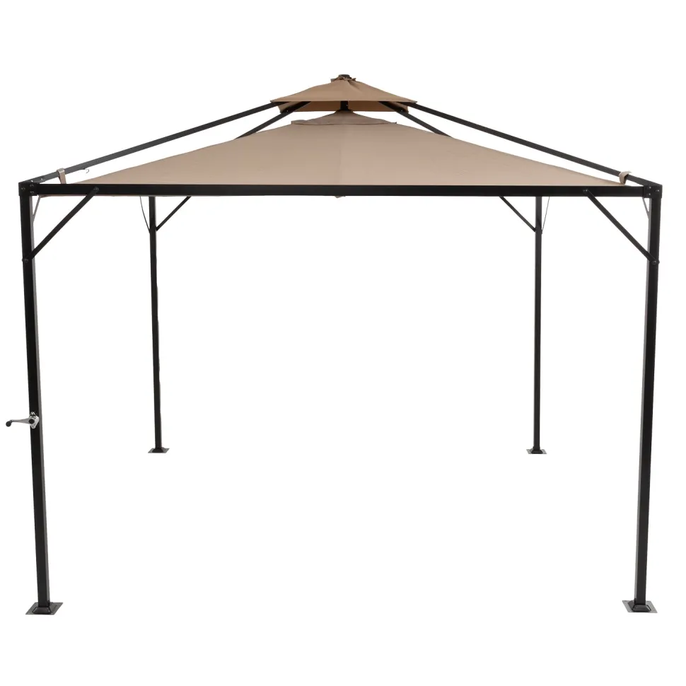 Gazebo da giardino Richiudibile in Acciaio Antracite con Telo in Poliestere Écru 3x3 metri
