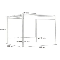 Gazebo Pergola Orientabile Telo Ècru 3x3 metri