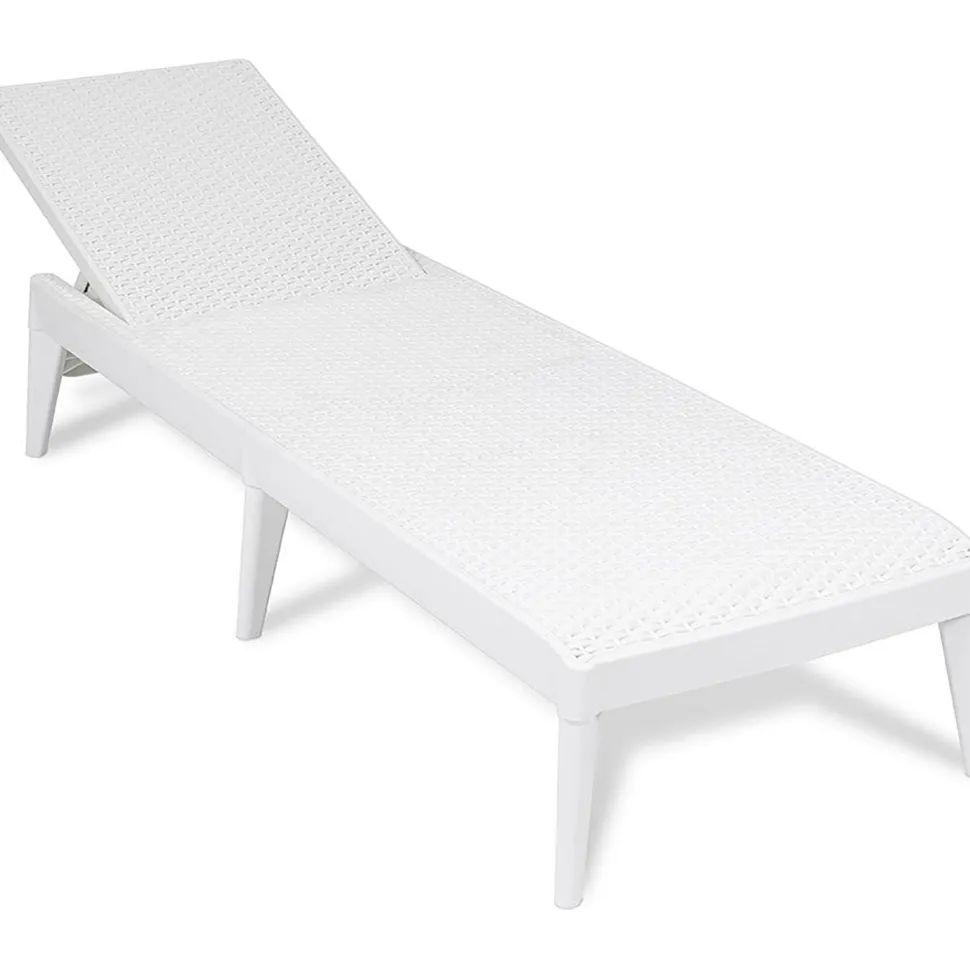 Lettino da esterno Numana Effetto Rattan Bianco con schienale regolabile