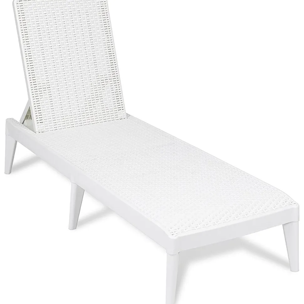 Lettino da esterno Numana Effetto Rattan Bianco con schienale regolabile