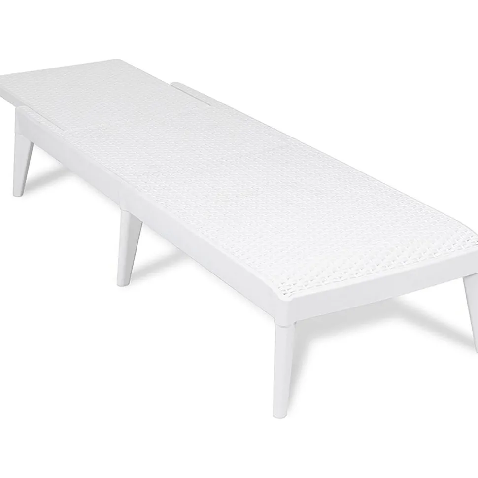 Lettino da esterno Numana Effetto Rattan Bianco con schienale regolabile