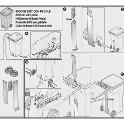 Pattumiera a pedale Linea Urban Eco System Grigio Polvere 80 Litri