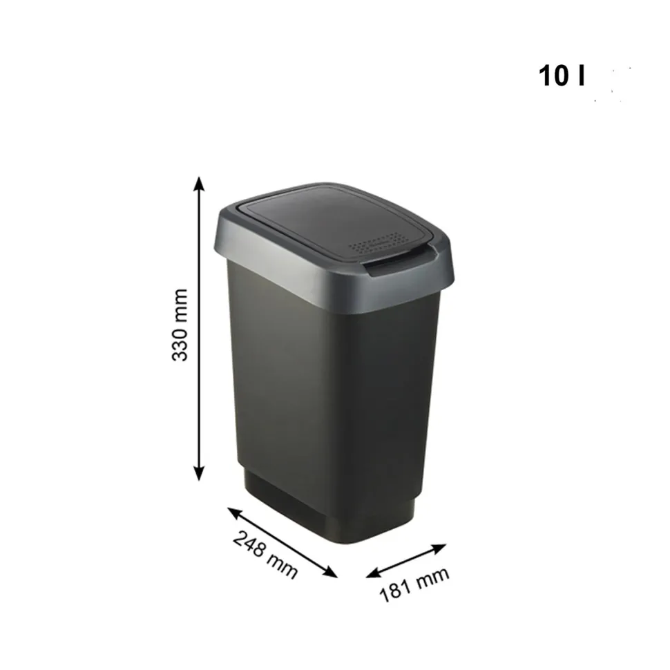 Pattumiera per raccolta differenziata con coperchio basculante Twist Argento 10 Litri