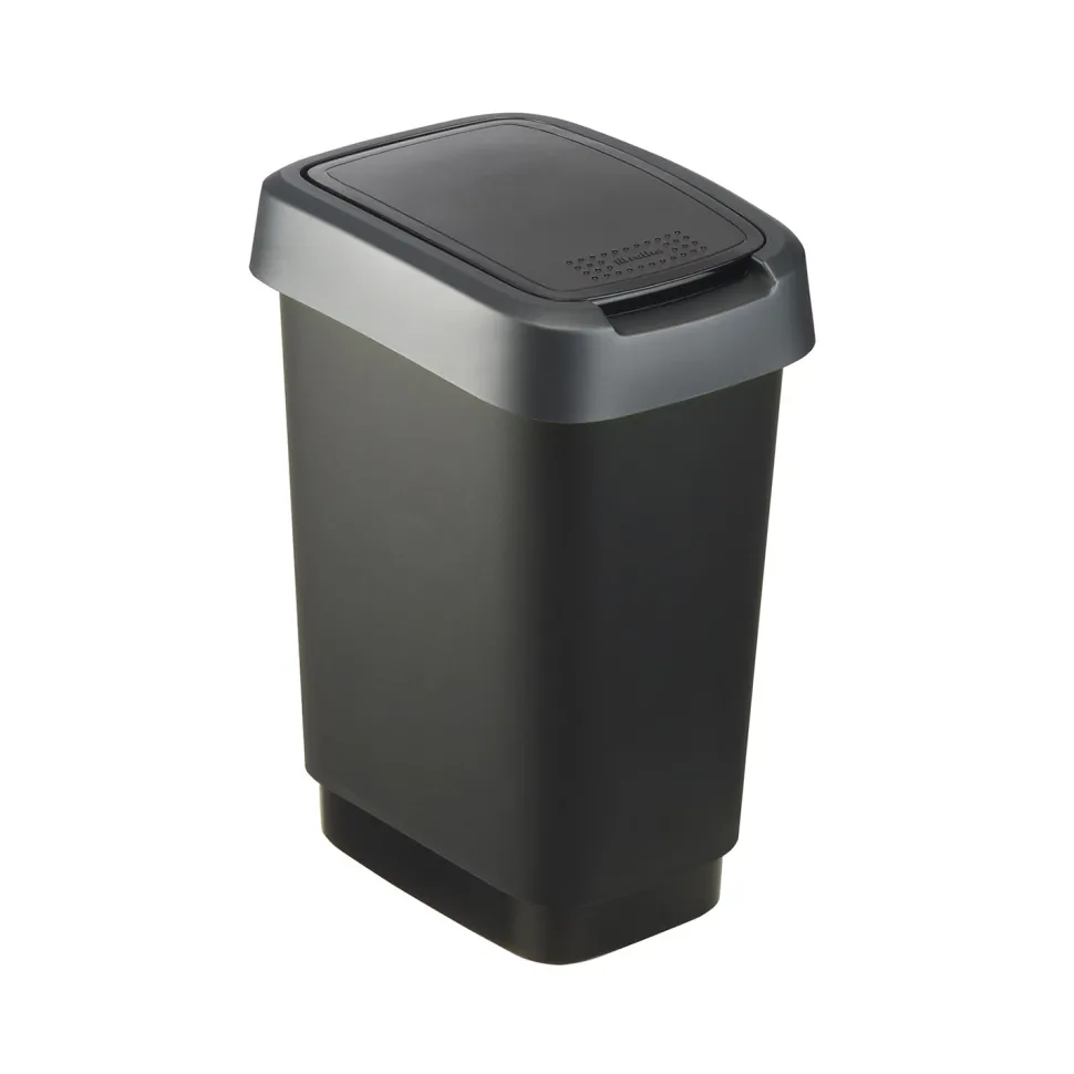 Pattumiera per raccolta differenziata con coperchio basculante Twist Argento 10 Litri