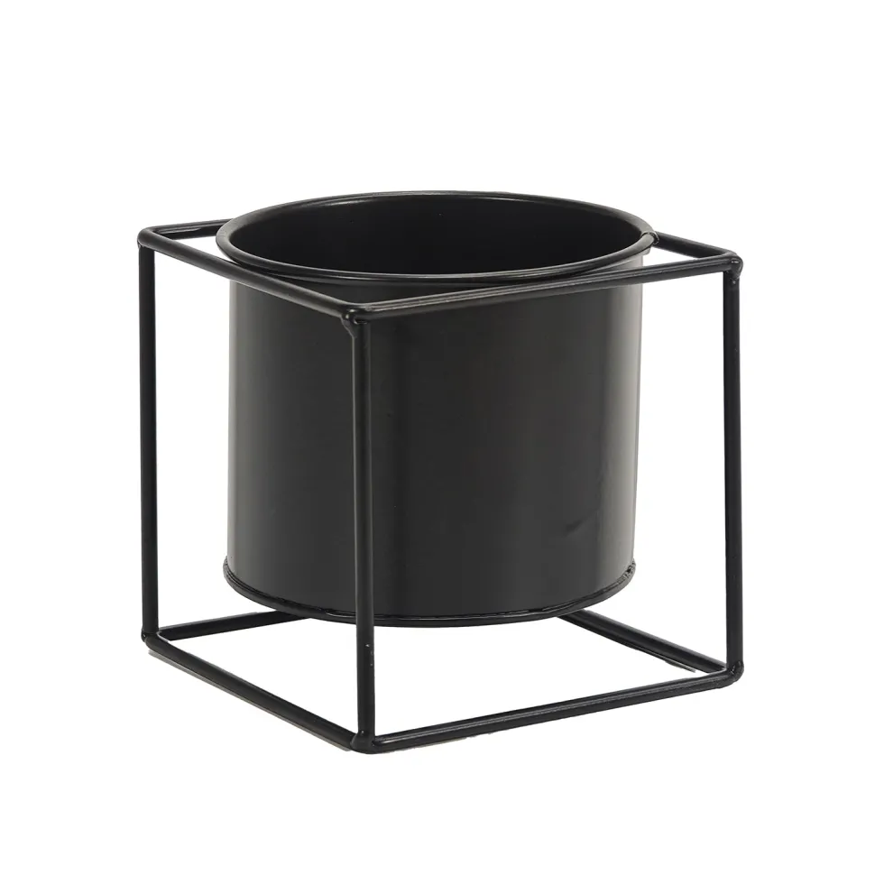 Portavaso in Metallo Nero h13x13x13 cm