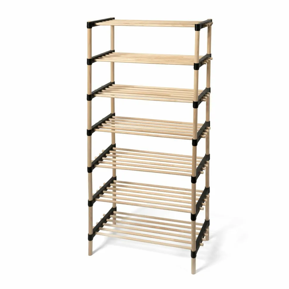 Scarpiera multiuso 7 ripiani in legno di pino 3 in 1 Linea Woodpine