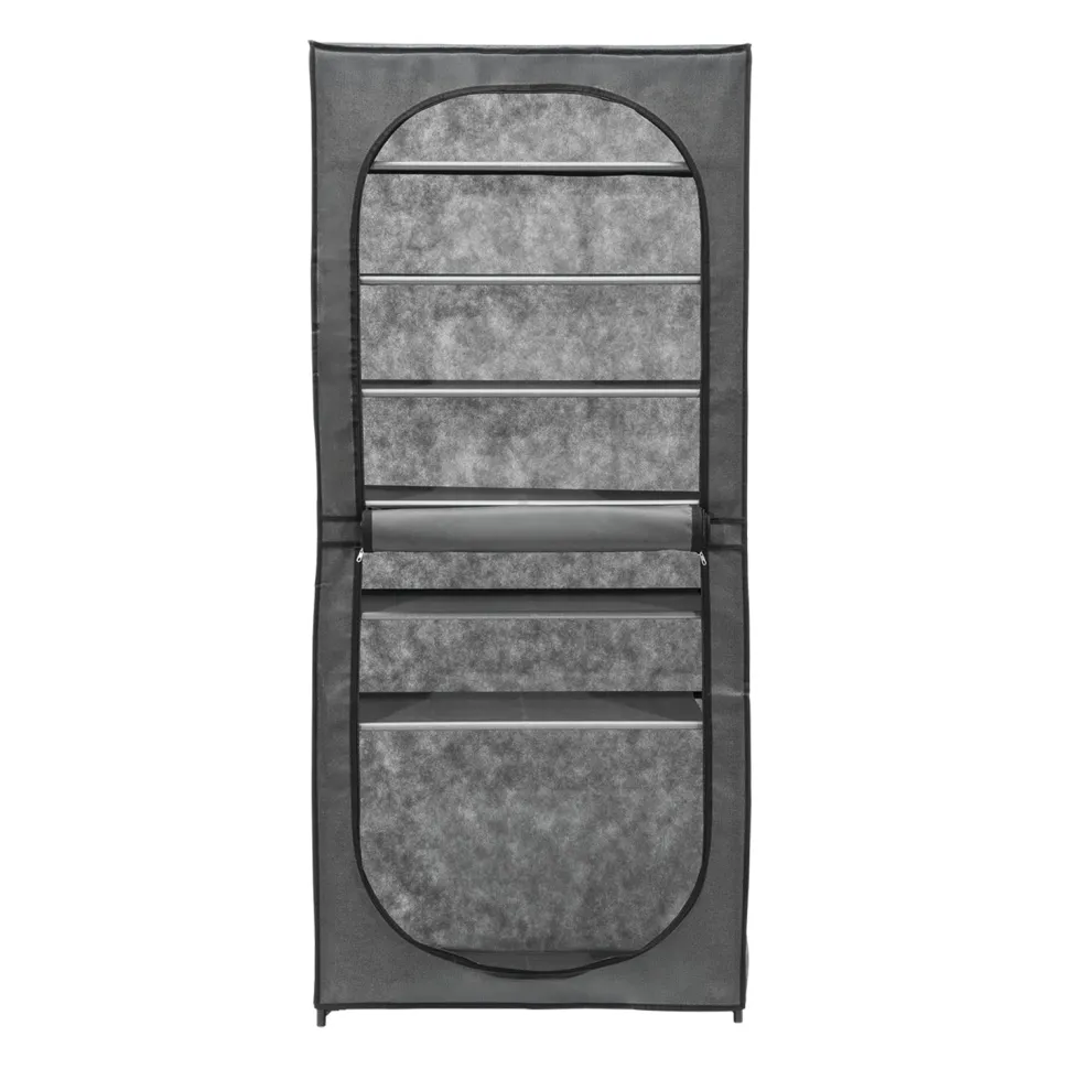 Scarpiera 7 Ripiani in Metallo e TNT 21 Posti Grigio Scuro h160x68x30 cm