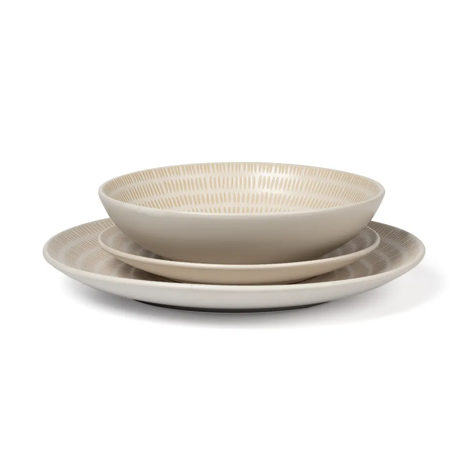 Servizio di piatti in stoneware Maya Pad Printing Bianco 18 pezzi