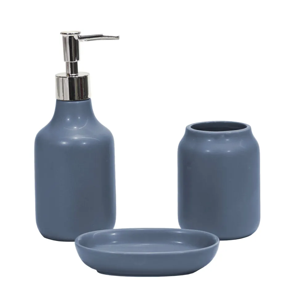 Set Bagno 3 pezzi in Ceramica Petrolio