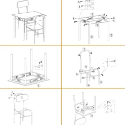 Set Tavolo da pranzo 70x70 cm e 2 sedie in metallo e MDF Rovere Massello