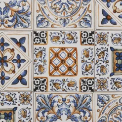 Tavolo Quadrato in metallo nero con top maioliche Blu