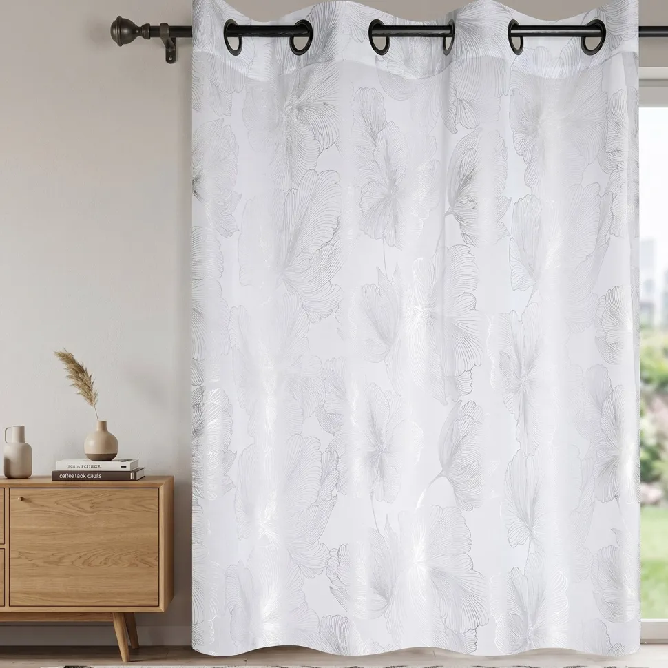Tenda Leonce con motivo floreale argento h260x140 cm